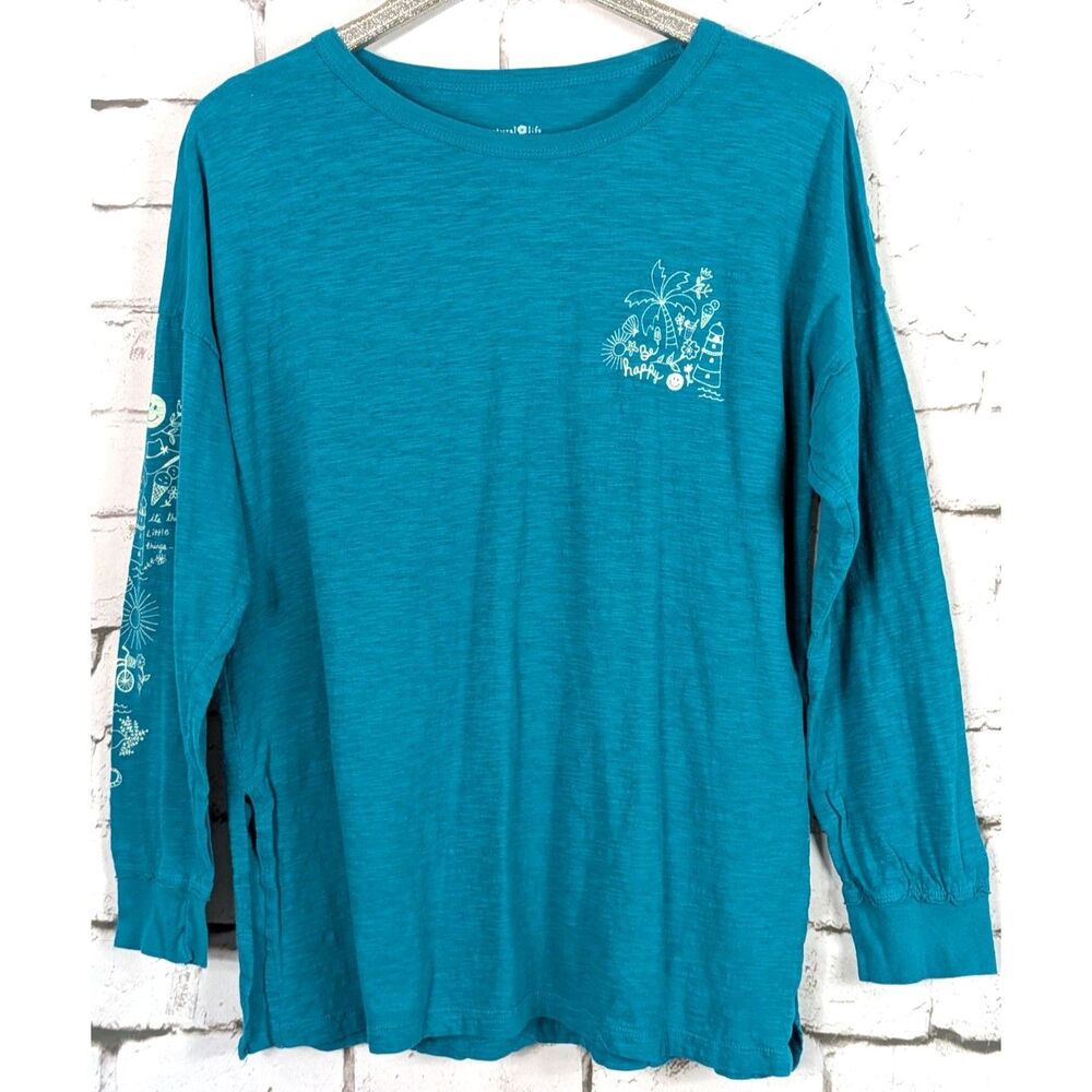 NATURAL LIFE Oversized 100% Cotton Doodle Tee Beachy Breathable Comfort Medium